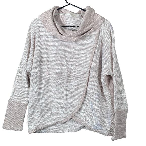 Calvin Klein Womens Sweatshirt Tan Blush Long Sleeve Wrapped Cowl Neck Stretch M - Picture 1 of 14